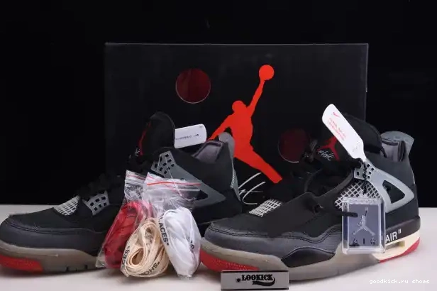 Cheap White Off Jordan 4 x Bred Air CV9388-001 Retro 0327